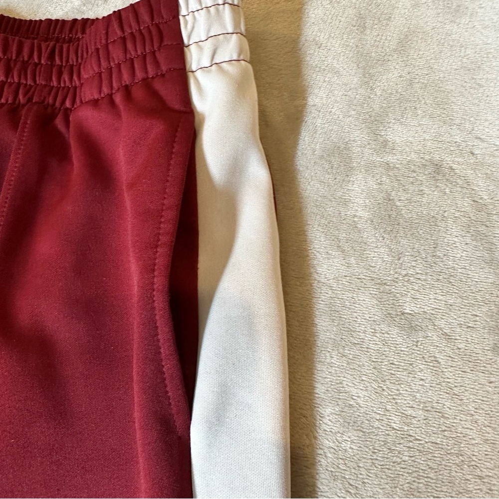 Sincerely Jules Maroon & White Side Stripe Pintuck Track Pants Sz M Sporty Chic - Picture 2 of 6